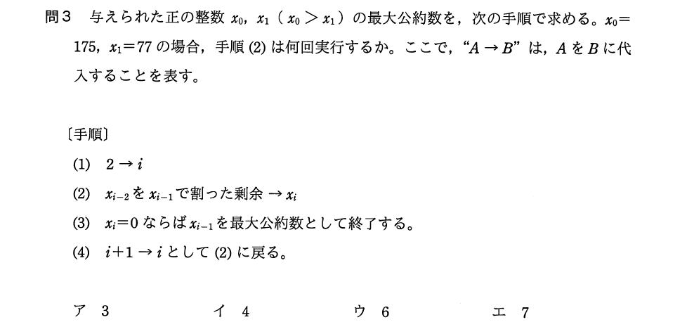 過去問（ユークリッドの互除法）