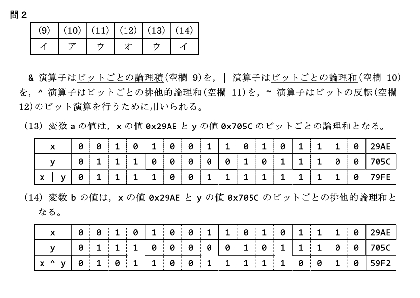 ビット演算の過去問 解説