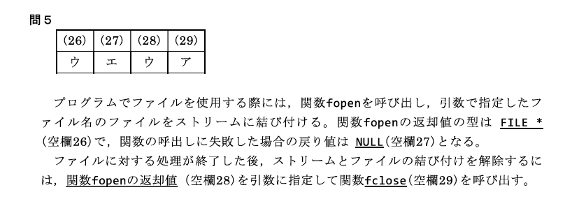 ファイルアクセスの過去問 解説